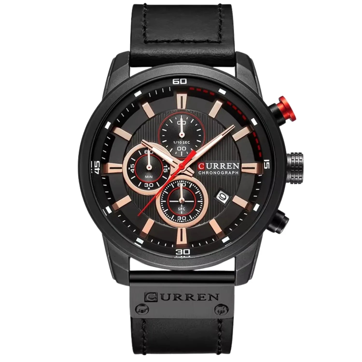 Relógio Masculino Curren Cronógrafo Pulseira de Couro Casual Luxo