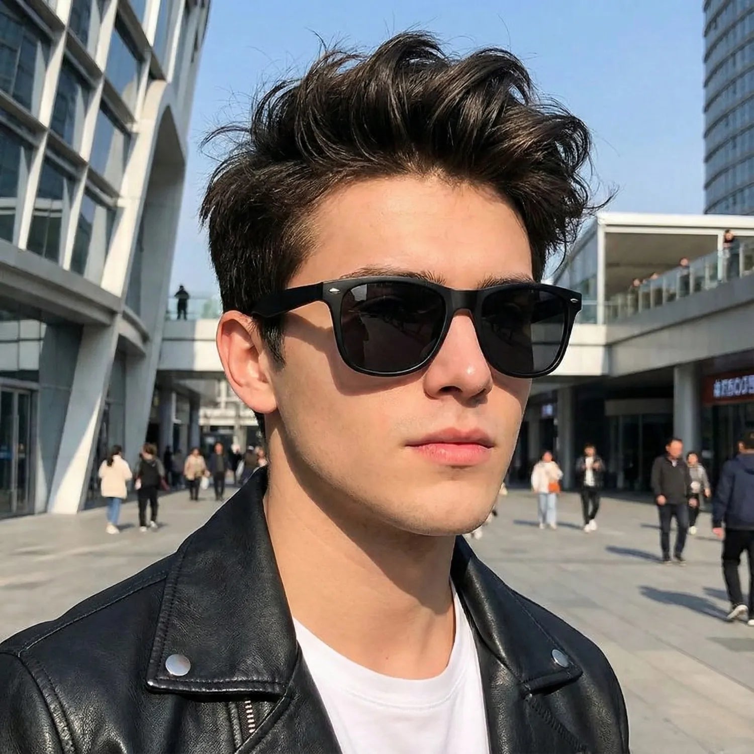 Óculos de Sol Vintage Polarizado Quadrado Proteção UV400 Preto