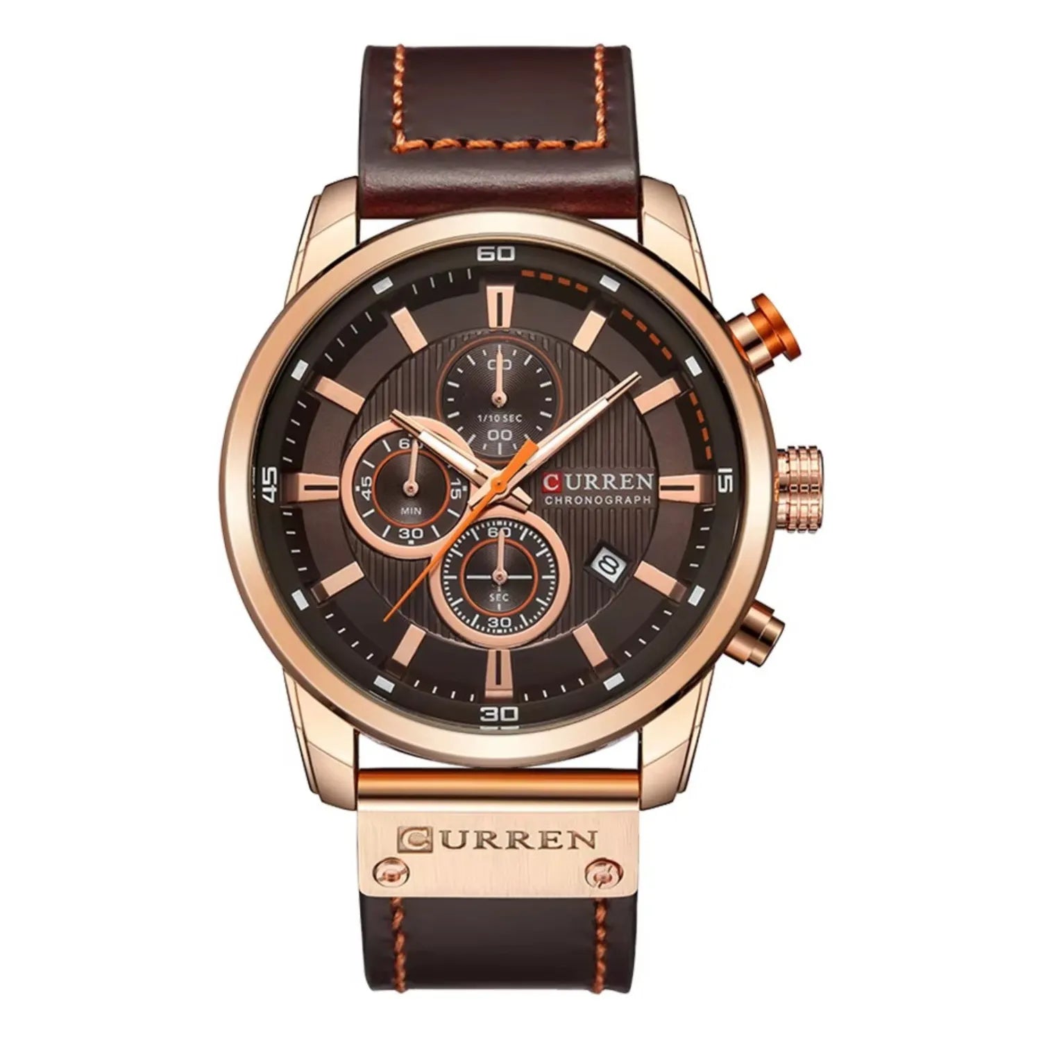 Relógio Masculino Curren Cronógrafo Pulseira de Couro Casual Luxo